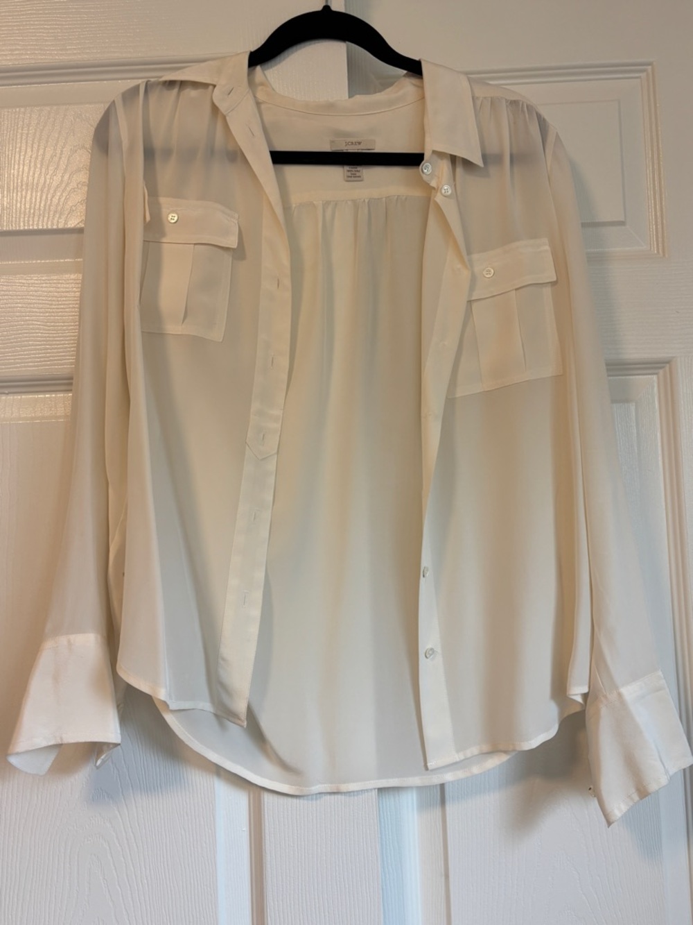 J. Crew Cream Sheer Button-Down Blouse